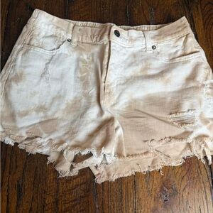 aerie Tie Dye Distressed‎ Tan Women's Shorts L